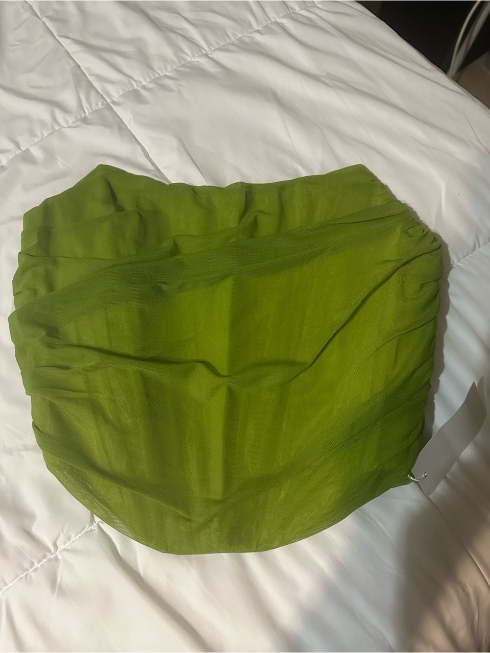 Strapless Green Ruched Bustier Top